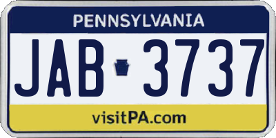 PA license plate JAB3737