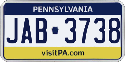 PA license plate JAB3738