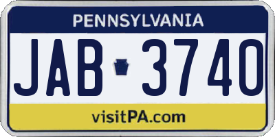 PA license plate JAB3740