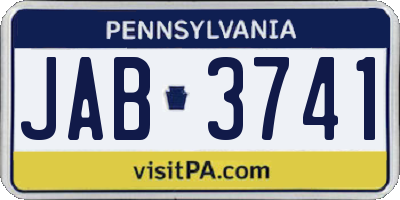 PA license plate JAB3741