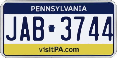 PA license plate JAB3744