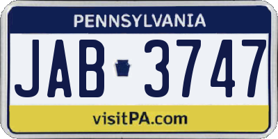 PA license plate JAB3747