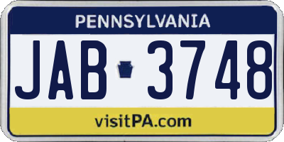 PA license plate JAB3748