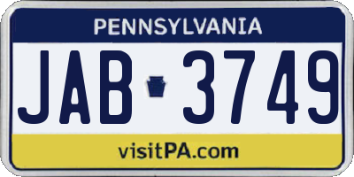 PA license plate JAB3749