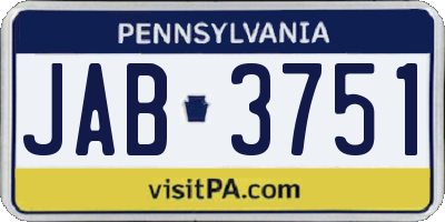 PA license plate JAB3751