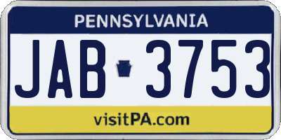 PA license plate JAB3753