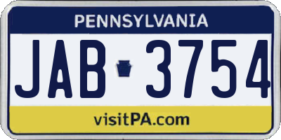PA license plate JAB3754