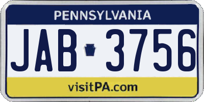 PA license plate JAB3756