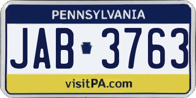 PA license plate JAB3763