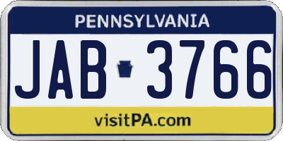 PA license plate JAB3766