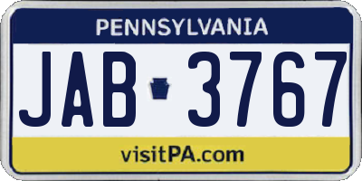 PA license plate JAB3767