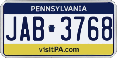 PA license plate JAB3768