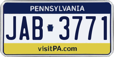 PA license plate JAB3771