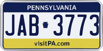 PA license plate JAB3773