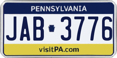 PA license plate JAB3776