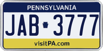 PA license plate JAB3777