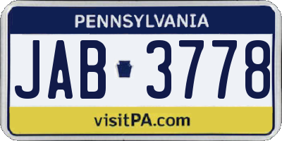 PA license plate JAB3778