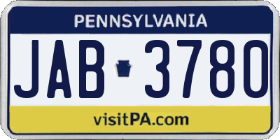 PA license plate JAB3780