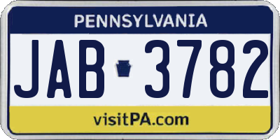 PA license plate JAB3782