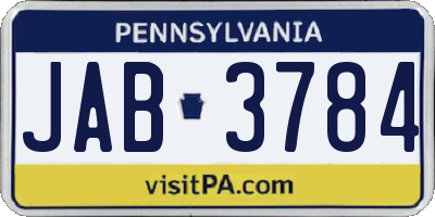PA license plate JAB3784