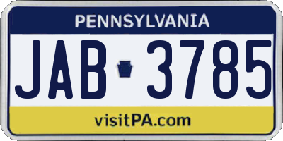 PA license plate JAB3785