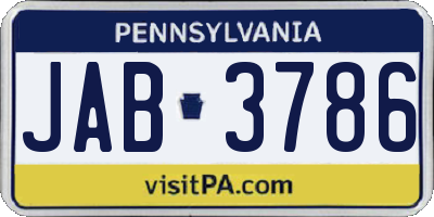 PA license plate JAB3786