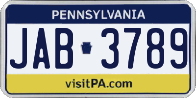 PA license plate JAB3789