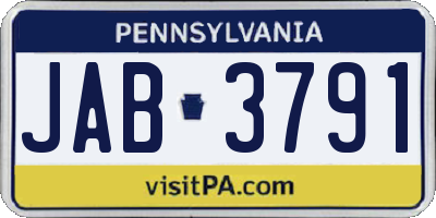 PA license plate JAB3791