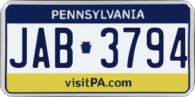 PA license plate JAB3794