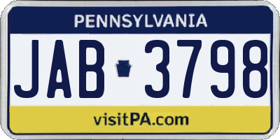 PA license plate JAB3798