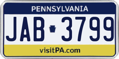 PA license plate JAB3799