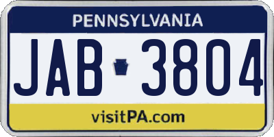 PA license plate JAB3804