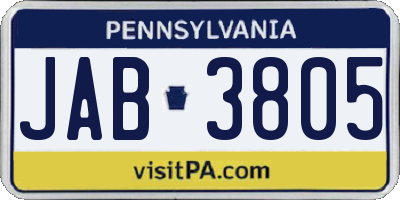 PA license plate JAB3805