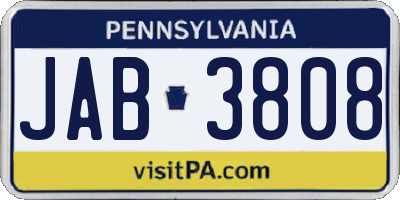PA license plate JAB3808