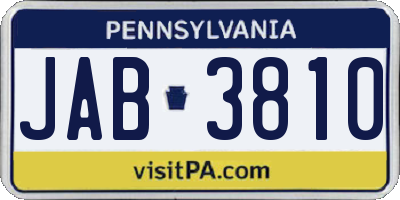 PA license plate JAB3810