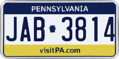 PA license plate JAB3814