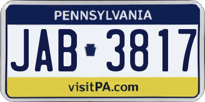 PA license plate JAB3817