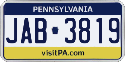 PA license plate JAB3819