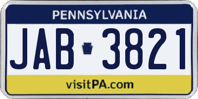 PA license plate JAB3821