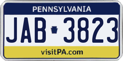 PA license plate JAB3823