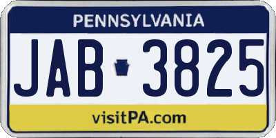 PA license plate JAB3825