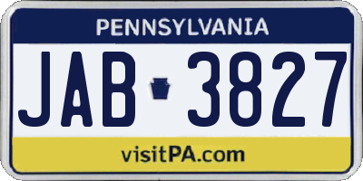 PA license plate JAB3827