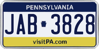 PA license plate JAB3828