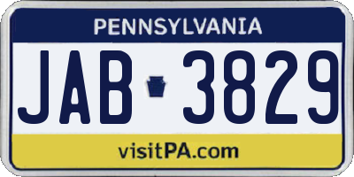 PA license plate JAB3829