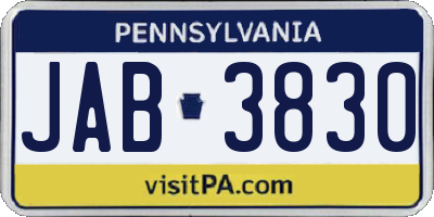 PA license plate JAB3830