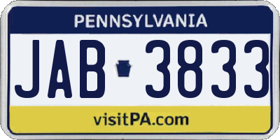 PA license plate JAB3833