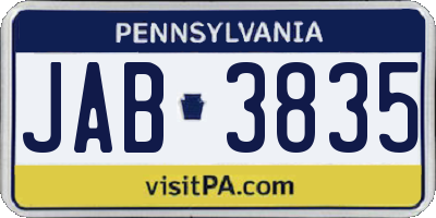 PA license plate JAB3835