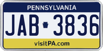 PA license plate JAB3836