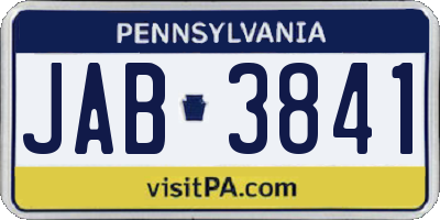 PA license plate JAB3841