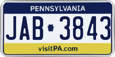 PA license plate JAB3843